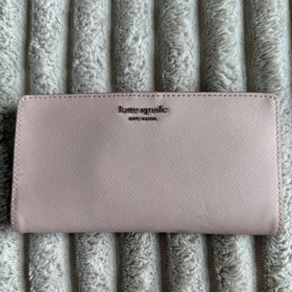 kate spade Handbags - Kate Spade New York Pink Crossgrain Leather Slim Bifold Wallet Gold Logo